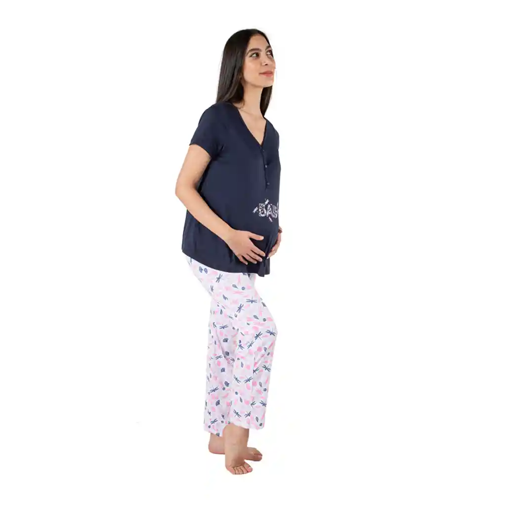 Pijama Materna Florencia Rosado Talla S