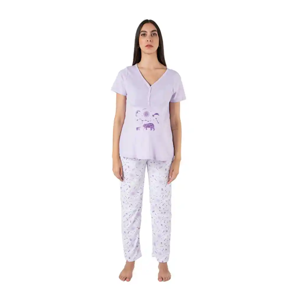 Pijama Materna Florencia Lila Talla S