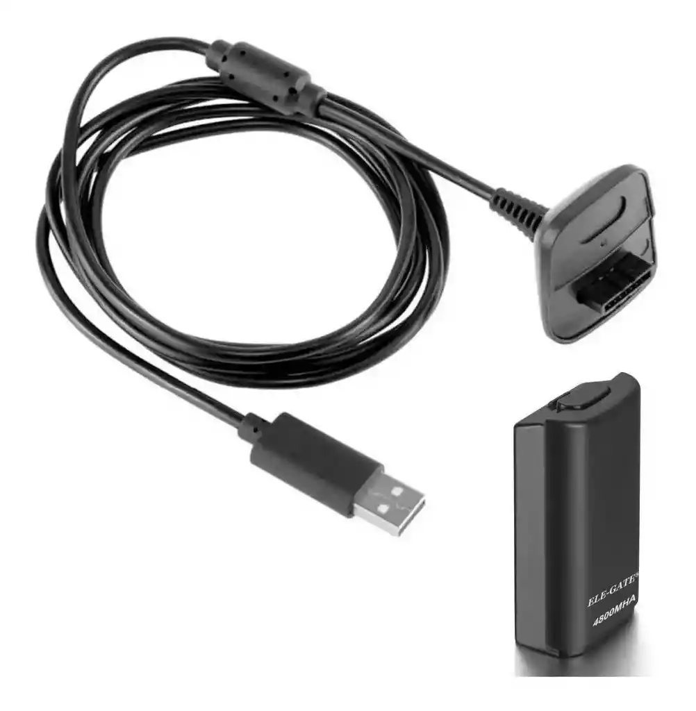 Kit Carga Y Juega Xbox 360 Juega 35 Horas Batería Cable Control Xbox Mando