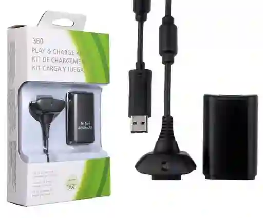 Kit Carga Y Juega Xbox 360 Juega 35 Horas Batería Cable Control Xbox Mando