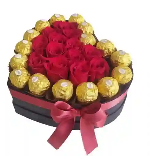 Arreglo Floral Con Rosas Y Chocolates