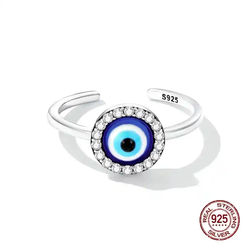 Anillo Ajustable Para Mujer Ojo Turco Fabricado En Plata 925