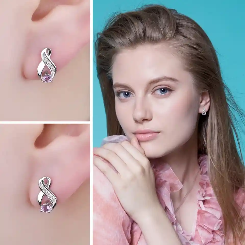 Aretes Tpos Para Mujer Con Amatista Natural Fabricados En Plata 925