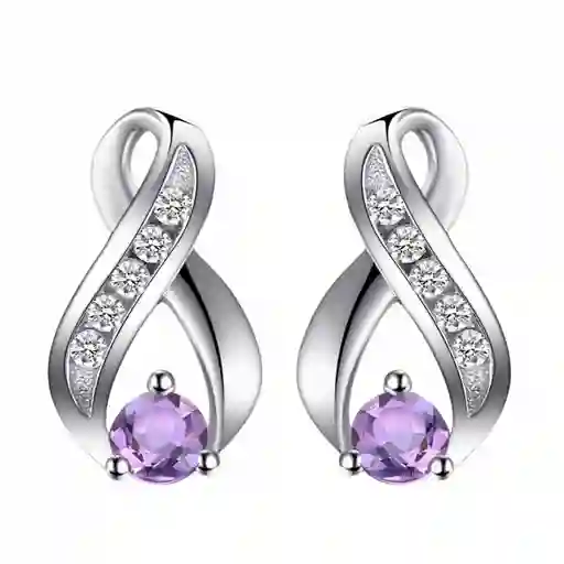 Aretes Tpos Para Mujer Con Amatista Natural Fabricados En Plata 925