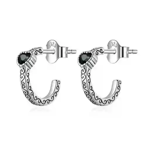 Aretes Aros Vintage Para Mujer Corazón En Plata 925