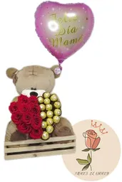 Rosas Y Chocolate Con Oso Teddy Regalo Especial