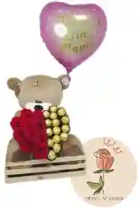 Rosas Y Chocolate Con Oso Teddy Regalo Especial