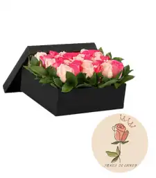 Rosas Rosadas Y Fucsias En Caja Linda Carita