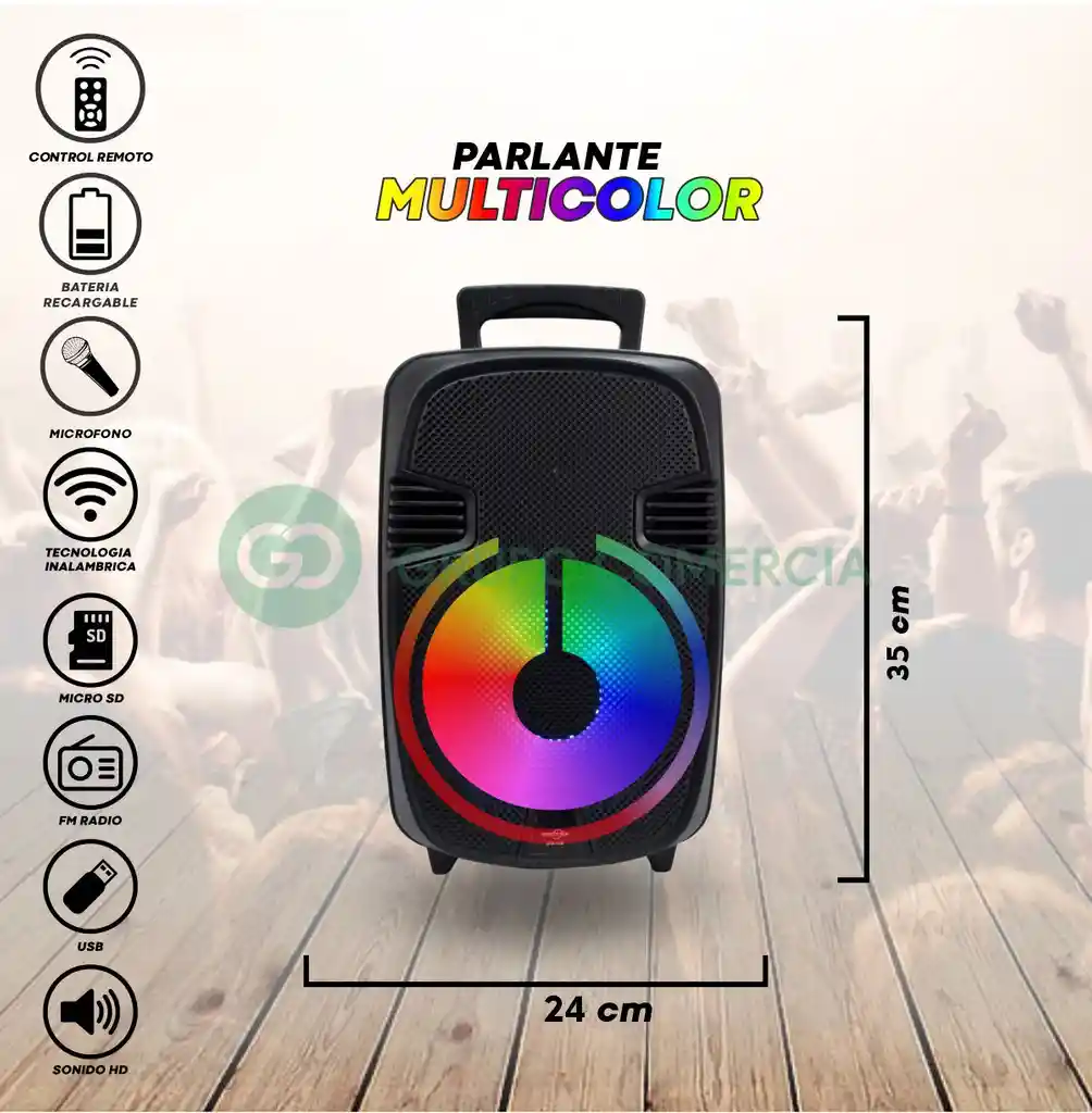 Cabina Parlante Potente 8 Pulgadas Rgb Bluetooth 60w