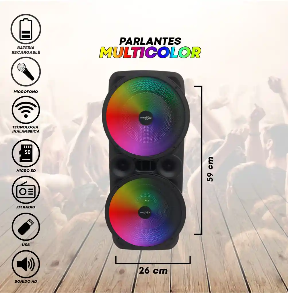 Parlante Doble Bocina Rgb Potente Bluetooth Recargable