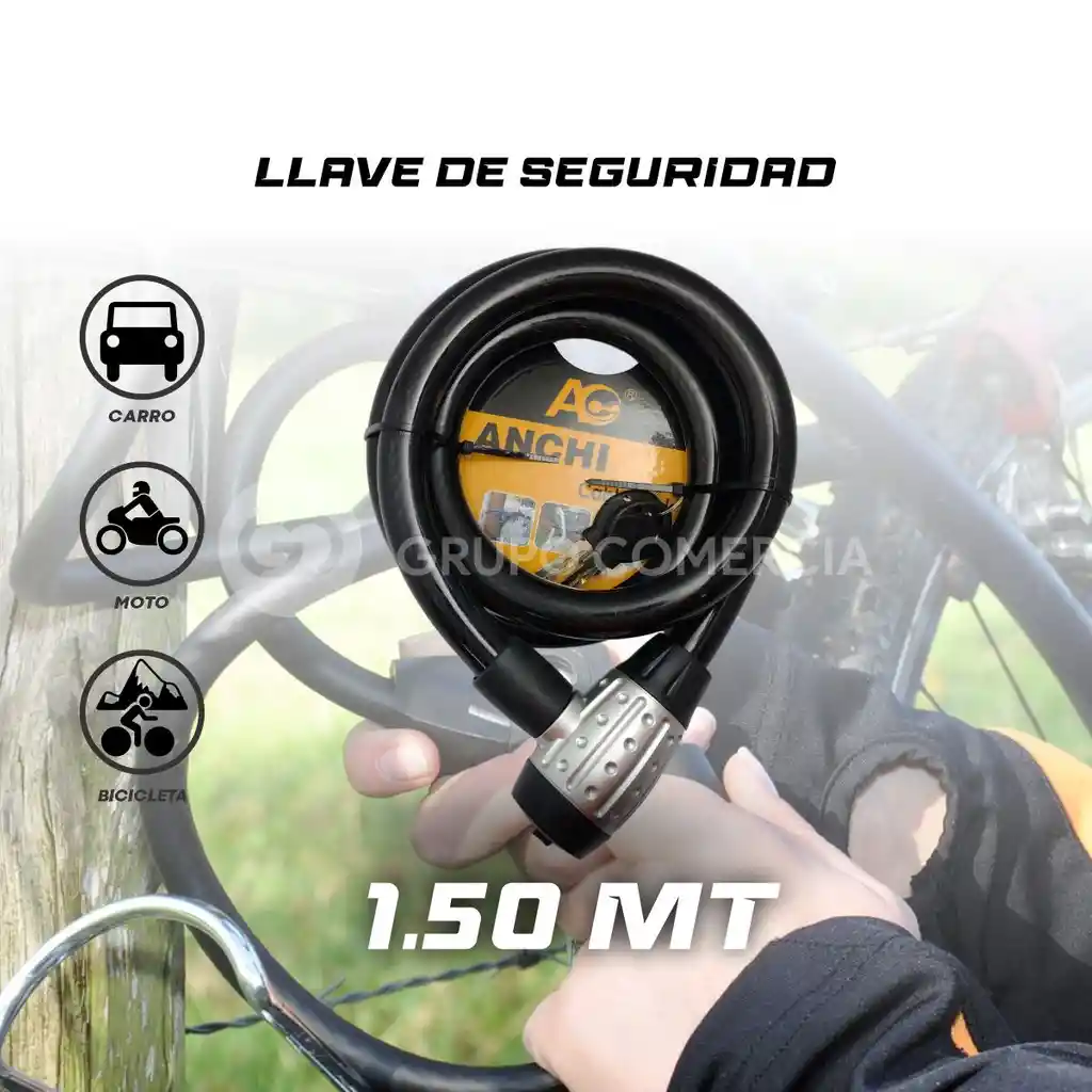 Candado Guaya Bicicleta / Moto Alta Seguridad Acero 2 Llaves