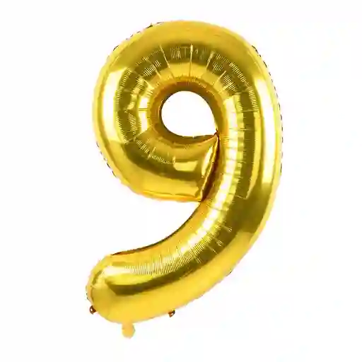 Globo De Numero Dorado # 9 Tamaño R32