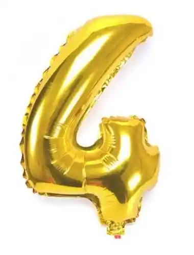 Globo De Numero Dorado # 4 Tamaño R32