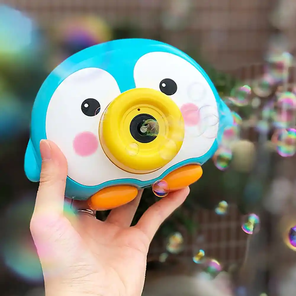 Cámara De Juguete Automática Lanza Burbujas Para Niños Pinguino