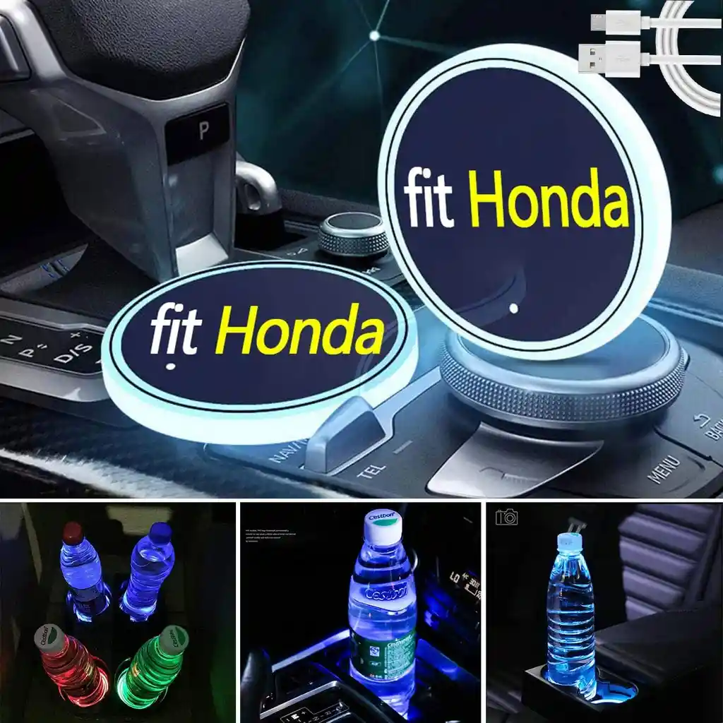 2 Luces Led Para Portavasos De Coche Para Honda, 7 Co