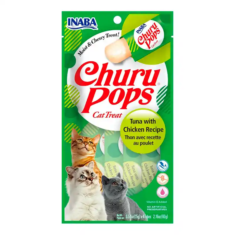 Churu Pops Snack Para Gato Atun Y Pollo X 4und