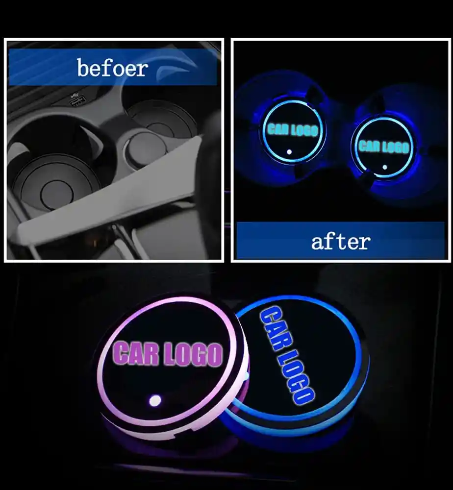 2 Luces Led Para Portavasos De Coche Para Peugeo