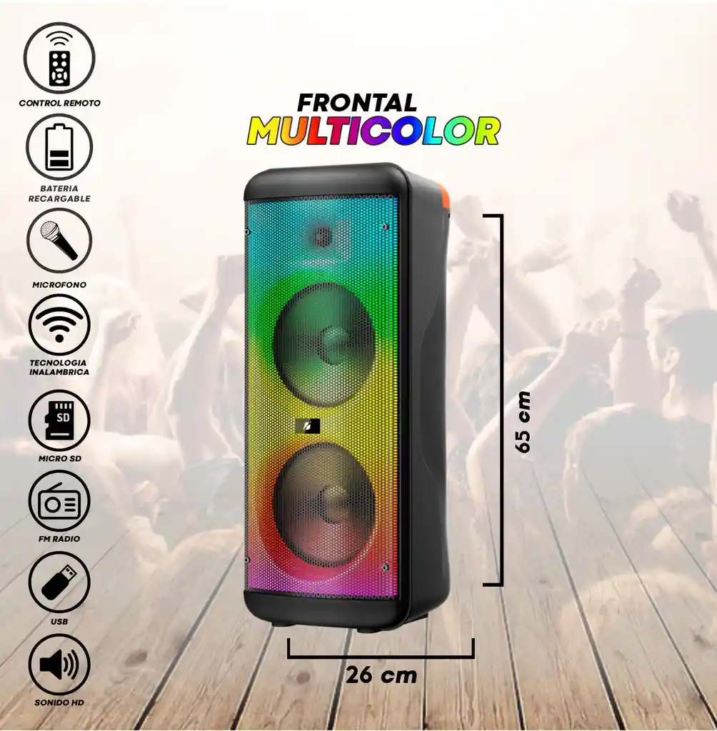 Parlante Potente Dual Bajo 8 Pulgadas Rgb Flam Original