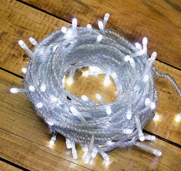 Luz Lineal De Navidad Blanca 100 Bombillos 6metros De Largo