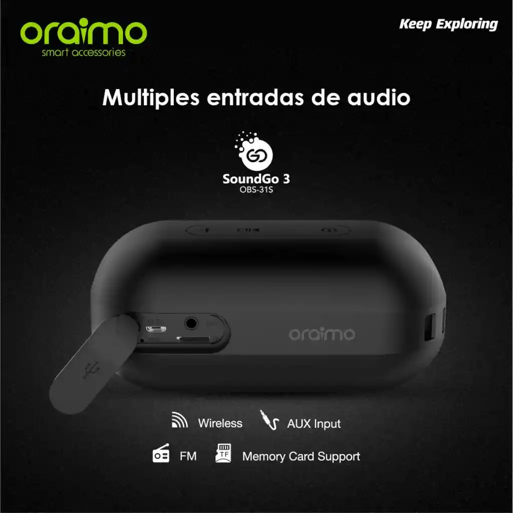 parlante impermeable ipx6 bluetooth oraimo sound go 3 TWS fm