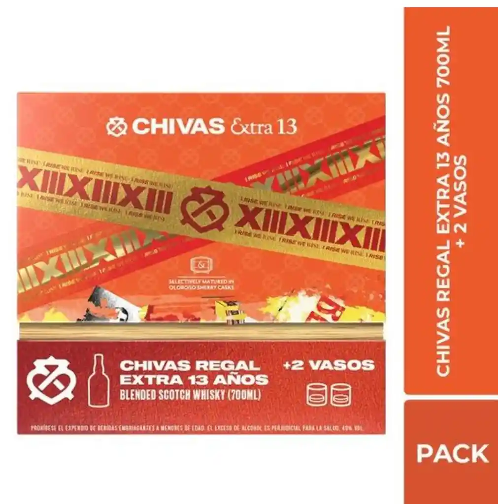 Whisky Chiva Extra 13 Años Botella 700ml + Dos Vasos