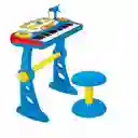 Organeta Piano Teclado Mp3 Para Niños Con Silla Azul