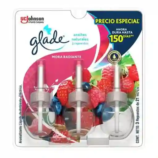 Ambientador Glade Aceite Rpto X3 Unds Mora Radiante