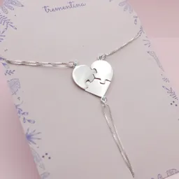 Collar Trio Corazón Rompecabezas En Plata