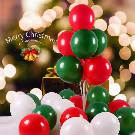 Base Para 7 Globos + Gratis Globos Navidad