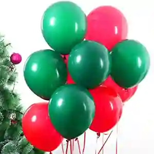 Globos Para Navidad * 24rojos Y Verdes R12 Latex Decoración De Navidad