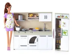 Set Juguete Muñeca Barbie Defa Lucy Cocina Moderna Con Luz Y Sonido