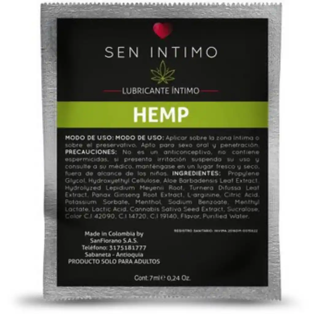 Lubricante Sachet Hemp 7ml