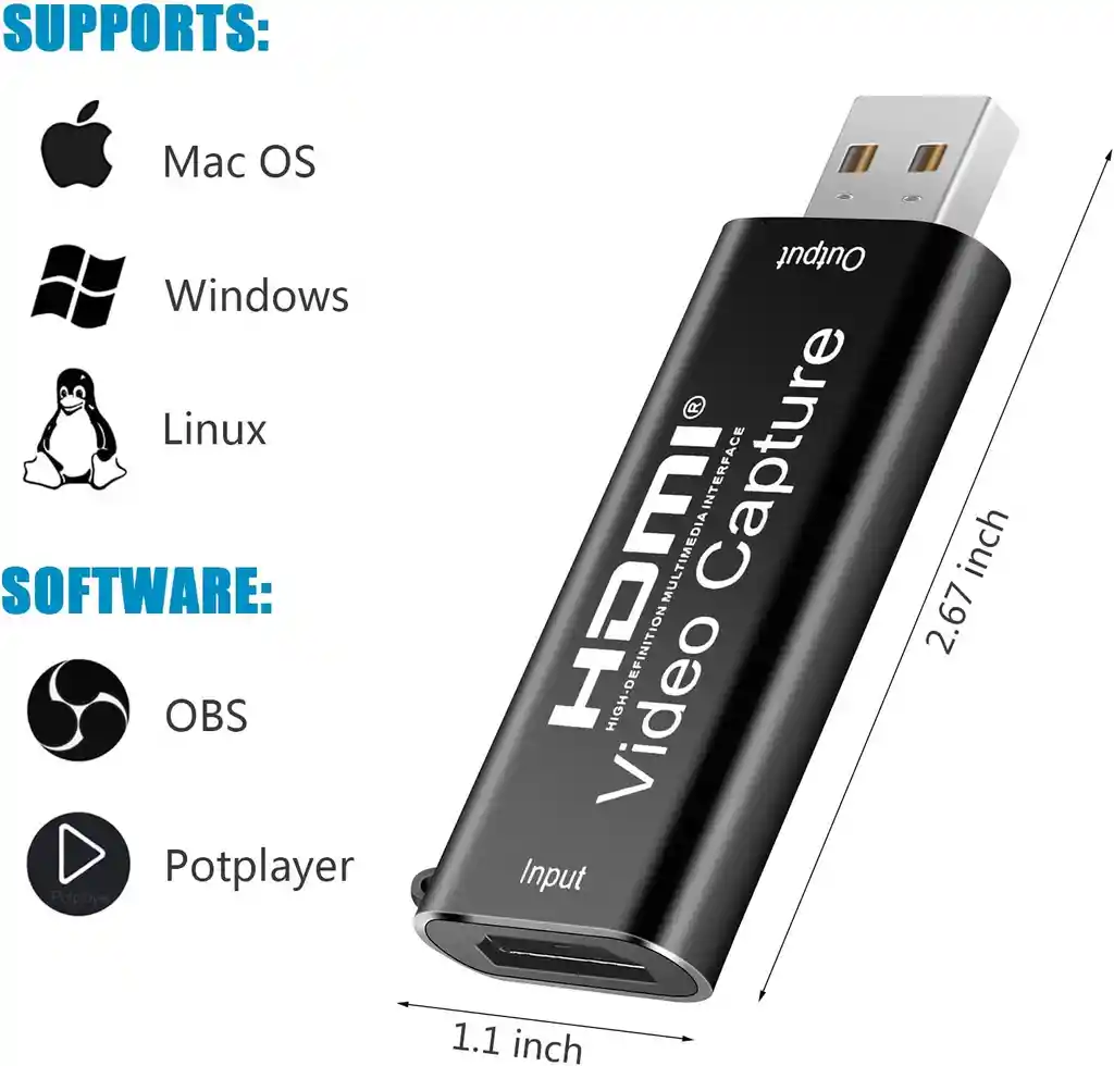 Capturadora De Video Live Streaming Hd 1080 Hdmi 4k Usb 2