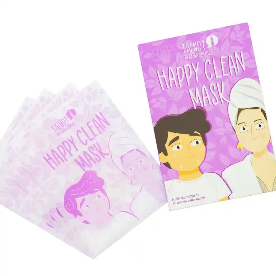 TRENDY Sobre Mascarilla Stickers Para Acne Happy Clean