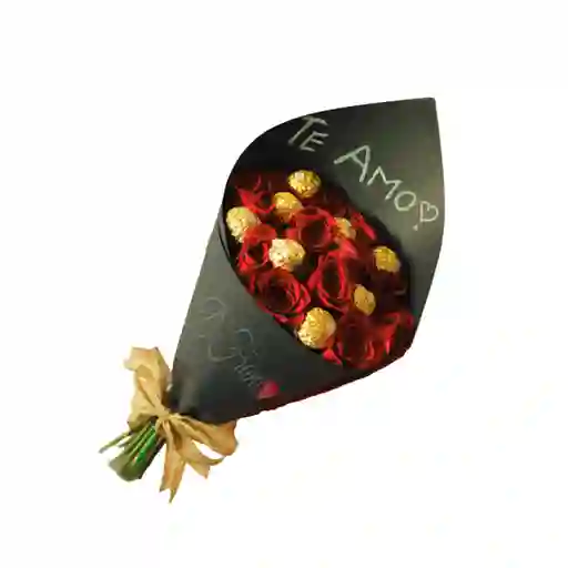 Bouquet De Rosas X12 Con Ferrero
