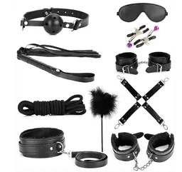 Kit Sado 10 Piezas Bdsm Sadomasoquismo Bondage Humillación Juego En Pareja Black