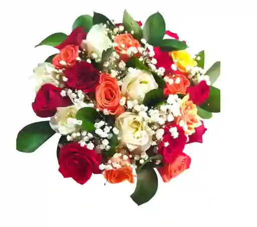 Bouquet 12 Rosas De Colores