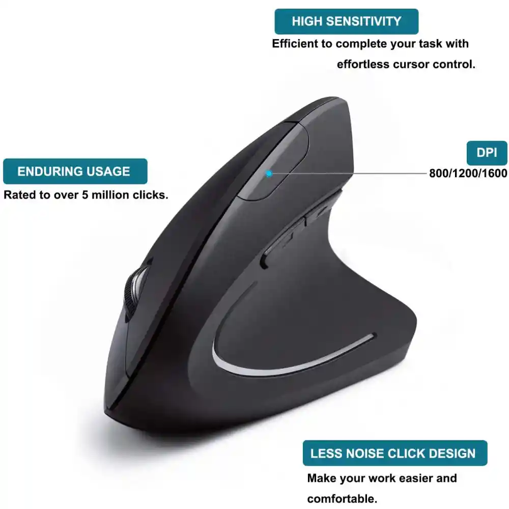 Mouse Ergonomico Vertical Inalambrico 2.4g Recargable Usb