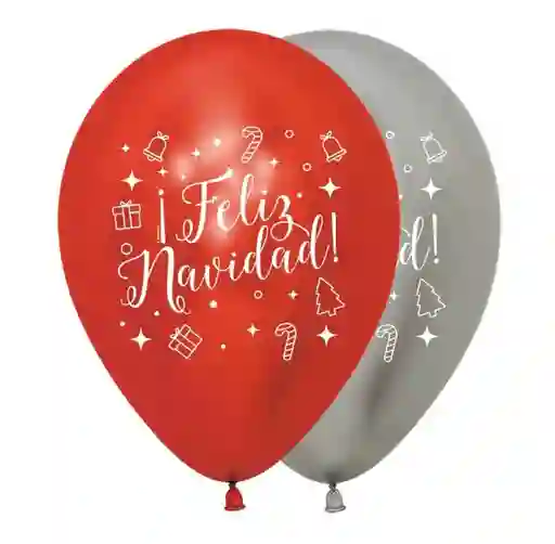 R-12 Globos Bombas Reflex Feliz Navidad Brillante X12u