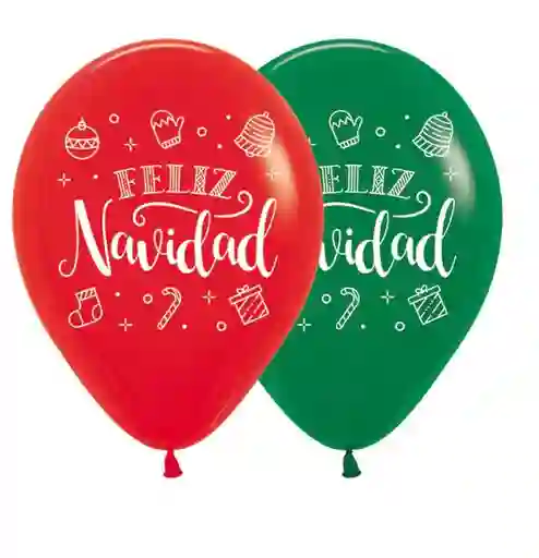 R-12 Globos Bombas Infinity Feliz Navidad Corona X12u Sempertex