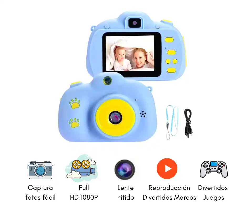 Cámara Digital Para Niños Fotos Vídeos Juegos Incorporados