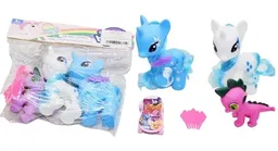 Set Pareja Unicornios Y Bebe Dragón Peinilla Niñas Regalo