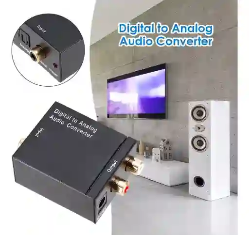 Caja Convertidor De Audio Optico A Rca Analogico + Adaptador