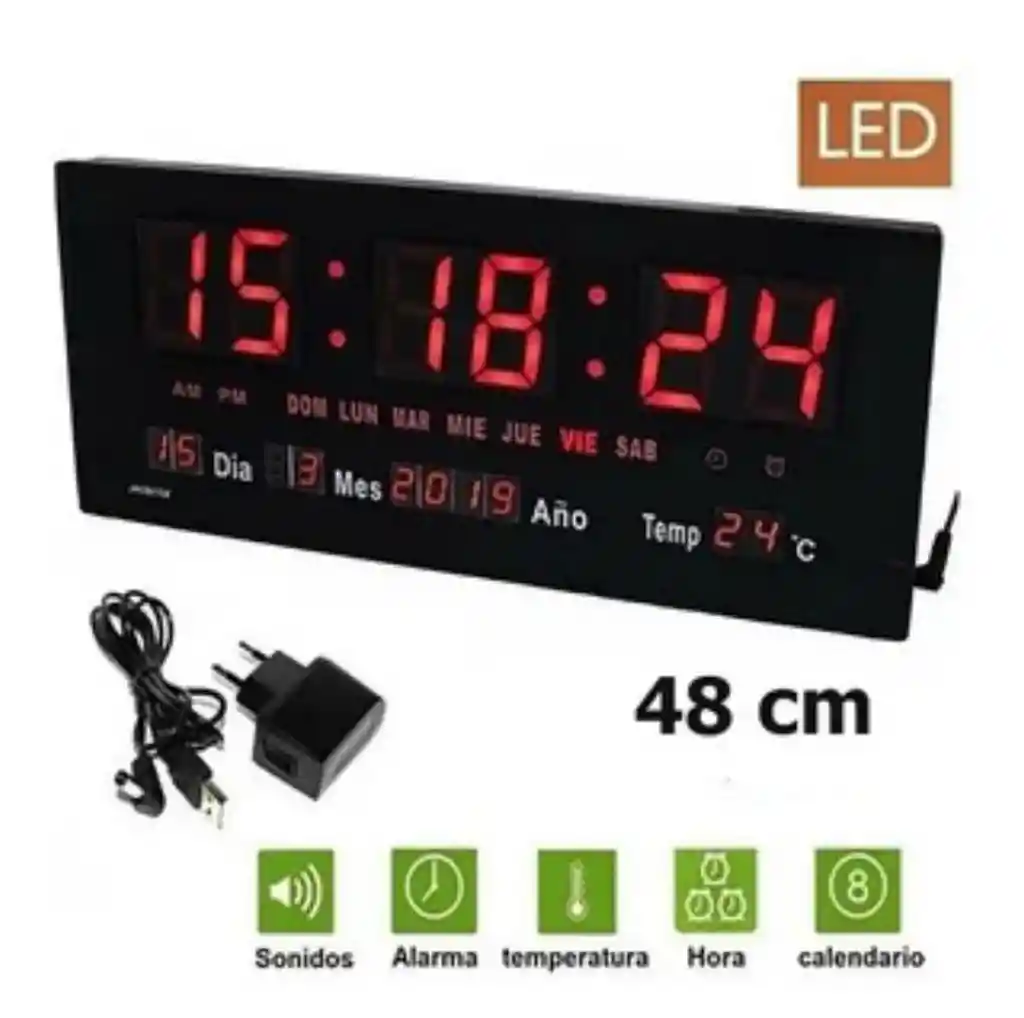 Reloj Digital Led Pared Rectangular