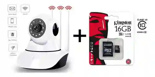Combo Camara Ip Robotica De Seguridad Wifi + Micro Sd De 16gb