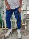 Pantalón Cargo Jogger Drill Bolsillos Hombre Urbano Moda Azul 🔵