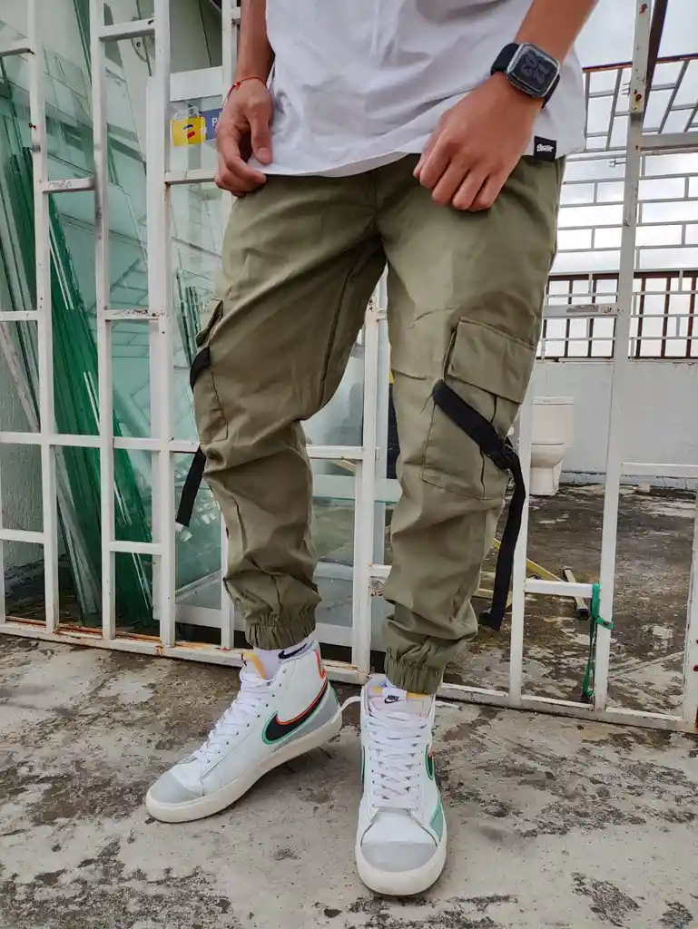 Pantalón Cargo Jogger Drill Bolsillos Hombre Urbano Moda Marron 🥨
