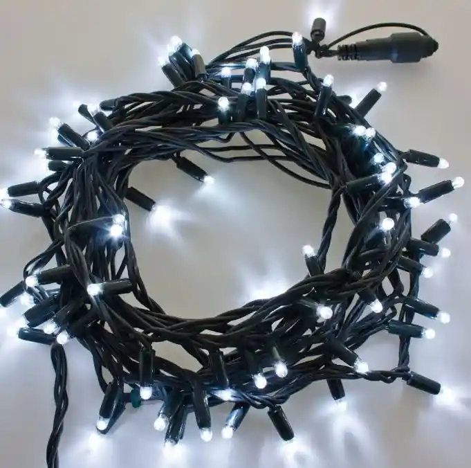 Luces De Navidad X200 Bombillos Luz Lineal Led Blanca Cable Verde