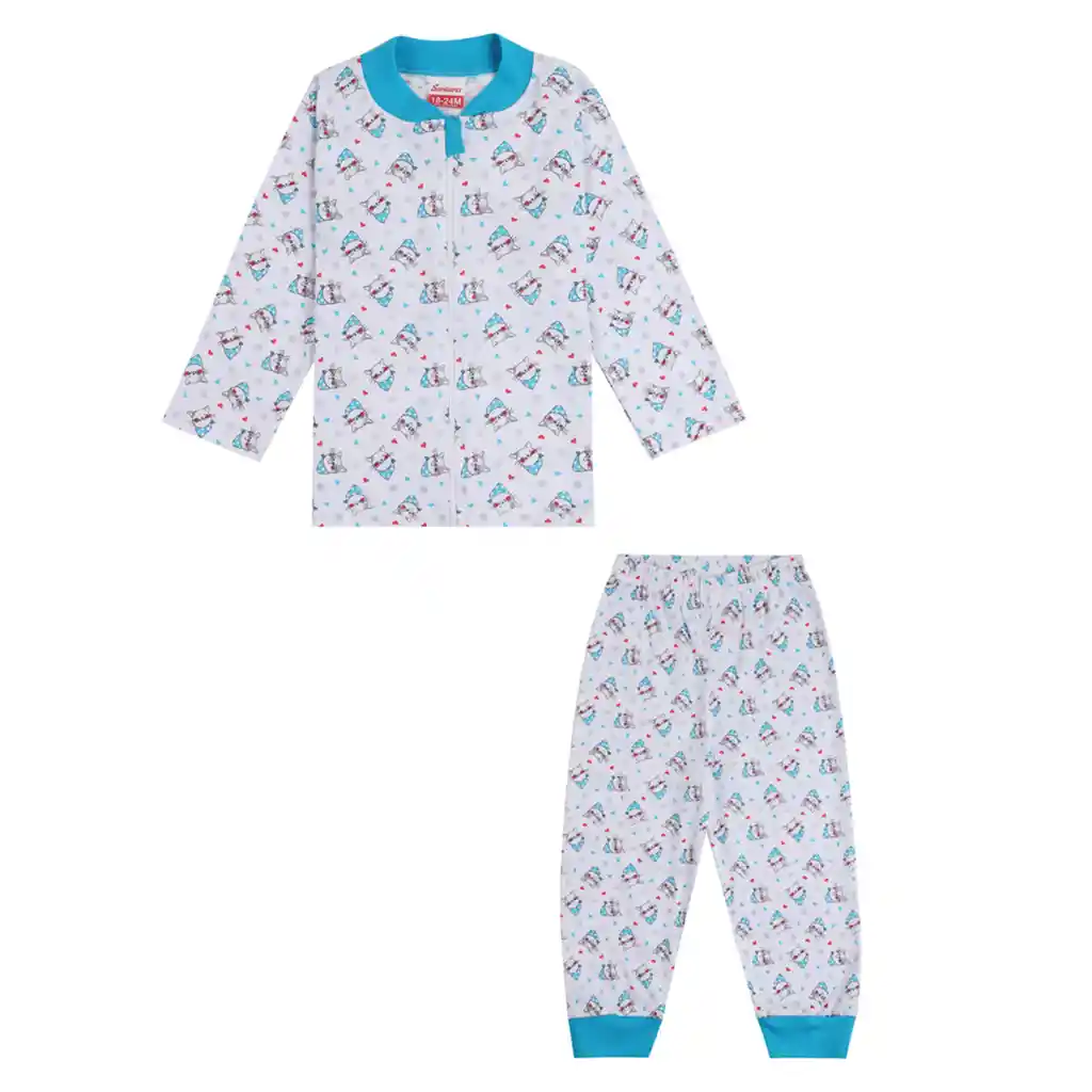 Pijama Bebé Estampado Niña Turquesa Medio Talla 0-3