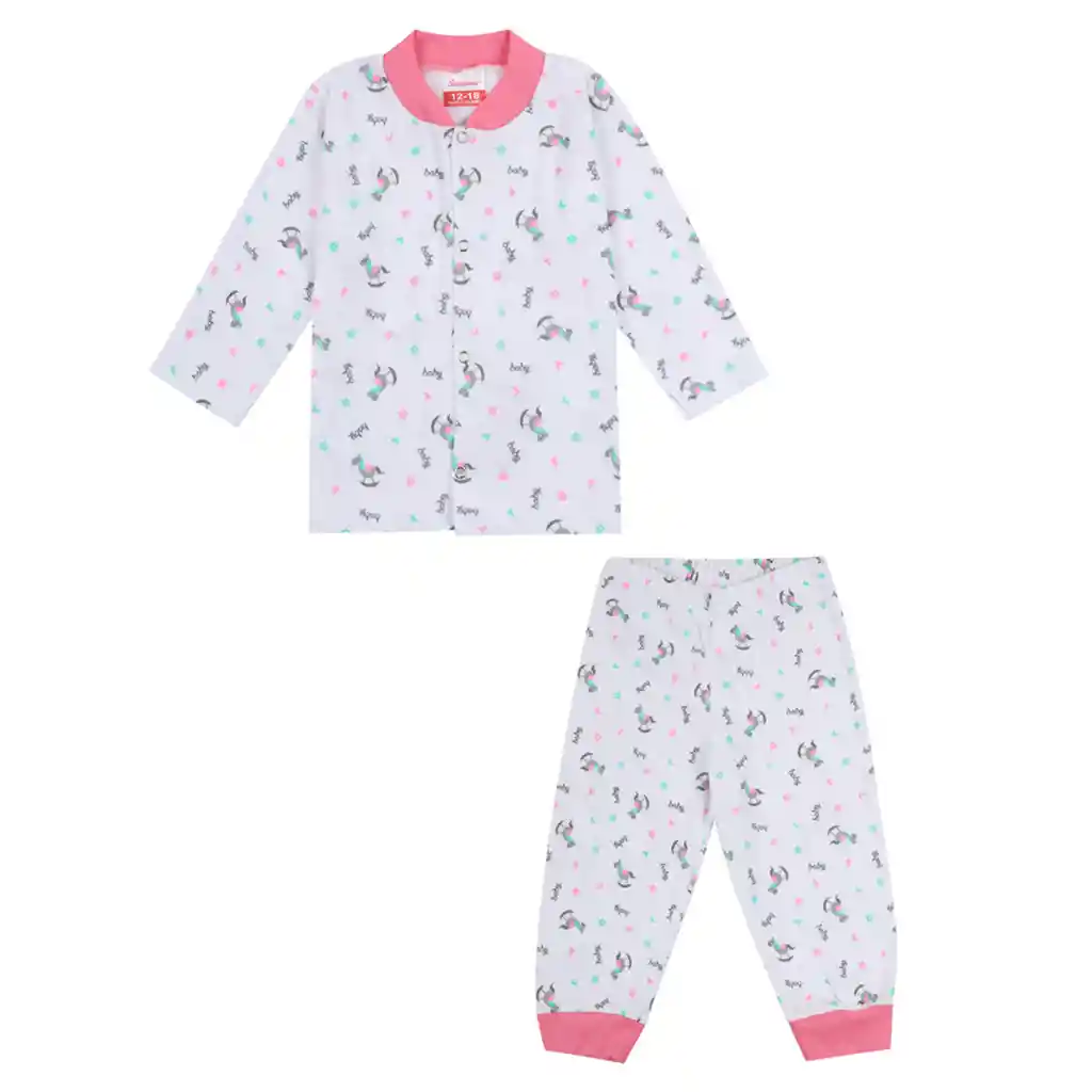 Pijama Bebé Estampado Niña Fucsia Medio Talla 12-18 Meses